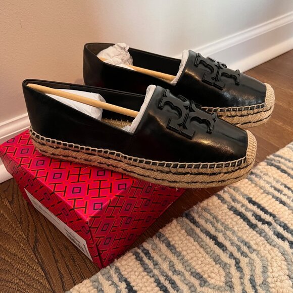 NIB New & Unworn Tory Burch Leather Ines Platform Espadrille- Black Size 7 - Picture 4 of 9